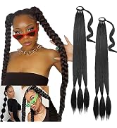 Kediciz Ponytail Extension 2PCS Super Long Braided Ponytail Extension with Elastic Hair Tie 32 In...
