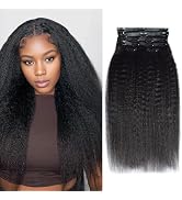 Clip in Hair Extensions Real Human Hair Clip ins Hair Extensions Kinky Straight 100% Brazilian Vi...