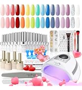 Candy Lover Gel Nail Polish, 16 Colors Gel Nail Polish Kit with 132W Nail Lamp, Rainbow Gel Color...