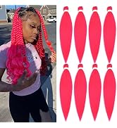 Hot Pink Braiding Hair Pre Stretched Itch Free Prestretched Braiding Hair 26 inch 8 Packs Synthet...