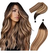 DIYOMO I Tip Hair Extensions Human Hair,Cold Fusion Soft Abnormal Hair Extensions 60 Strands Pre ...