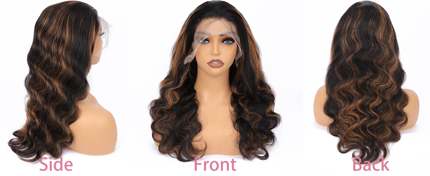 highlight ombre lace front wig human hair