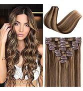 S-noilite Clip in Hair Extensions Human Hair Balayage Clip in Human Hair STandard Weft 8 Pieces S...