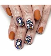 Halloween Yellow Press on Nails Short Square Fake Nails Ghost False Nails Acrylic Full Coverage S...