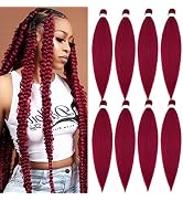 Burgundy Braiding Hair Pre Stretched Dark Red Hair for Braiding Prestretched Braiding Hair 26 inc...