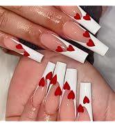 Ballerina Press On Nails French Tip Fake Nails, Full Cover Gel Reusable Acrylic Nails, Reusable N...