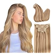 DIYOMO Hair Extensions Real Human Hair,Human Hair Clip In Extensions Soft&Natural Human Hair Exte...