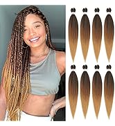 Bileaf Pre Stretched Braiding Hair 26 Inch Ombre Braiding Hair 8 Packs Ombre Kanekalon Braiding H...