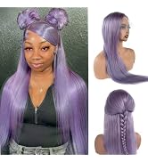 Purple Human Hair Wigs 13x4 HD Transparent Lace Front Lilac Wig Human Hair 150% Density Light Pur...