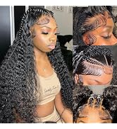 Simeider 26 Inch Deep Wave Lace Front Wigs Human Hair Pre Plucked 13x6 HD Transparent Lace Fronta...