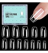 TOMICCA Coffin Nail Tips - 504Pcs Clear Acrylic Nails, 12 Sizes Short Soft Gel Nail Tips, Pre-sha...