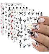 Gothic Nail Art Stickers 3D Goth Horror Nail Decals Spring Butterfly Moon Stars Rose Nail Design ...
