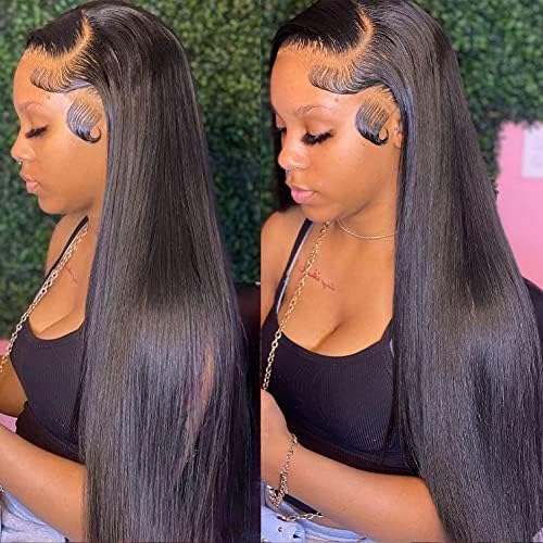 Hermosa 13x4 Glueless Lace Front Wigs Human Hair 180 Density 9A Brazilian Straight Human Hair Wigs for Women Pre Plucked with Baby Hair Natural Hairline 20 inch