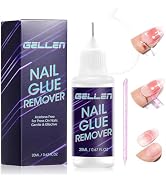 Gellen Nail Glue Remover, 0.68 Fl.oz Non Acetone Press On Nail Remover, 10s Fast Gentle Removal f...