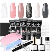 Modelones Poly Gel Nail Kit - 6 Colors Poly Nails Extension Gel Kit Nude Clear Black Pink Complet...