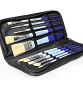 ARTIFY 10 Pcs Paint Brush Set Includes a Carrying Case, Premium Hair Brushes for Oil, Watercolor ...