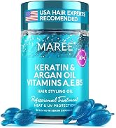 MAREE Hair Oil for Damaged Hair - Keratin Styling & Moisturizing Oil Capsules with Avocado, Jojob...
