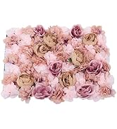 BINELUCOLU Flower Wall Panel, 6Pcs Artificial Rose Dahlia Flower Wall Mat Floral Backdrop Artific...