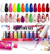 Clara Colors Gel Polish Nail Art Gel Liner Set, 12 Colors Gel Polish for Swirl French Tip Paintin...