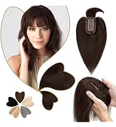Benehair Clip in Hair Topper with Bangs Secret Topper Wiglet 100% Human Hair Clip in Top Hairpiec...