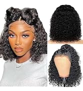 Bob Wig Human Hair 13x4 Hd Transparent Lace Front Wigs Human Hair Pre Plucked 180 Density Deep Wa...
