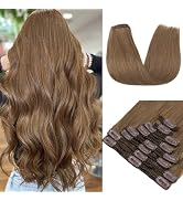 MY-LADY Double Weft Clip in Hair Extensions 100% Remy Human Hair 14 inch 120g 8pcs Light Brown Fu...