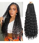 Goddess Box Braids Crochet Hair for Women 18 Inch 7 Packs Black Boho Box Braids Crochet Hair with...