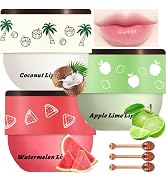 3 Pcs Bee Lip Balm Honey Pot, Coconut Watermelon Apple Lime Lip Mask Overnight, Moisturizing Lip ...