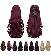 SYXLCYGG Burgundy Ponytail Extension,Claw Clip Ponytails 12