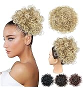 Kediciz Curly Hair Bun, Elastic Drawstring Loose Wave Messy Hair Bun Hairpiece Clip in Short Synt...