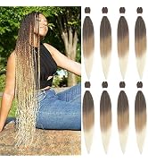 Befunny Pre stretched Braiding Hair 30 Inch 8 Packs Prestretched Braiding Hair Bundles Long Brown...