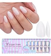 Gel Nail Tips Almond Short - BTArtboxnails Soft Gel Nail Tips, Milky White Press On Nails Short 1...