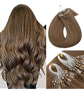 MY-LADY Microlink Hair Extensions Microbead Human Hair Extensions Light Brown 14 Inch Micro Loop ...
