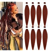 Ginger Braiding Hair Kanekalon Prestretched Braiding Hair 30 inch 8 Packs Colored Hair Extensions...
