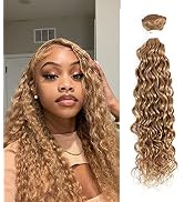 Honey Blonde Water Wave Human Hair Bundles (18inch, 1PC) Brazilian Curly Hair Weave Bundles 100% ...