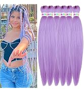 6Pack Light Purple Braiding Hair Pre Stretched Easy Braiding Hair 26inch Long Kanekalon Prestretc...