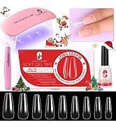 Clara Colors Nail Tips and Glue Gel Kit,550pcs Full Cover Fake Nails and Nail Glue Kit with LED N...