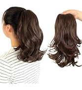 KAVSORAPI 12 Inch Curly Ponytail Hair Extension - Drawstring Synthetic Hairpiece for Women & Girl...