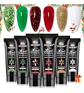Poly Nail Extension Gel Kit -EBANKU 6 Colors Poly Nail Gel White Green Red Glitter Golden Classic...