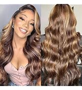 Wear and Go Glueless Wigs Human Hair Pre Cut 5x5 HD Lace Closure Wigs Human Hair 4/27 Ombre Highl...