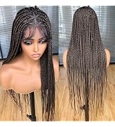 Annivia 36Inch Full Double Lace Knotless Box Braids Wigs for Black Women Pre Plucked with Baby Ha...