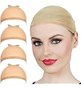 ALLAURA 4 pieces (Nude) Stocking Wig Caps Stretchy Nylon Wig Caps for Women - Liner Weaving Caps ...