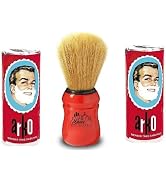 The Shave Factory 2 x Arko Shaving Cream Soap Stick and Omega Shaving Brush with Natural Boar Bri...