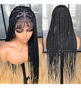 Annivia 36Inch Black Knotless Box Braided Wigs for Black Women Full Lace Box Braided Wigs Pre Plu...