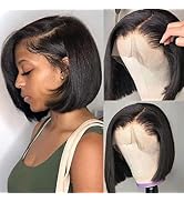 Urbansister Bob Wig Human Hair 13x6 Lace Front Wig Human Hair 200% Density 10 Inch Straight Lace ...