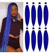 Blue Braiding Hair Pre Stretched Colored Hair Extensions for Braids Kanekalon Pre Stretched Prest...