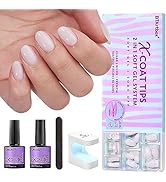 btartboxnails Soft Gel Nail Tips and Gl ue Gel Kit Pre-colored Soft Gel Nail Tips Kit, Milky Whit...