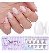XS Short Almond Oval Gel Nail Tips - BTArtboxnails Extra Short Soft Gel Nail Tips, Milky White Pr...