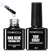 TOMICCA Gel Nail Glue, 8 in 1 Nail Glue and Gel Top Coat Set, Nail Glue Gel for Acrylic Nail Tips...