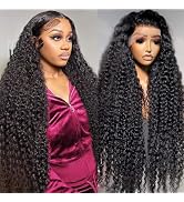 FIONAT 32 Inch 13x6 HD Lace Front Wigs Human Hair 180% Density Deep Wave Lace Front Wig Human Hai...